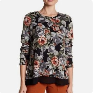 Bobeau Floral Print Sweater Size XL